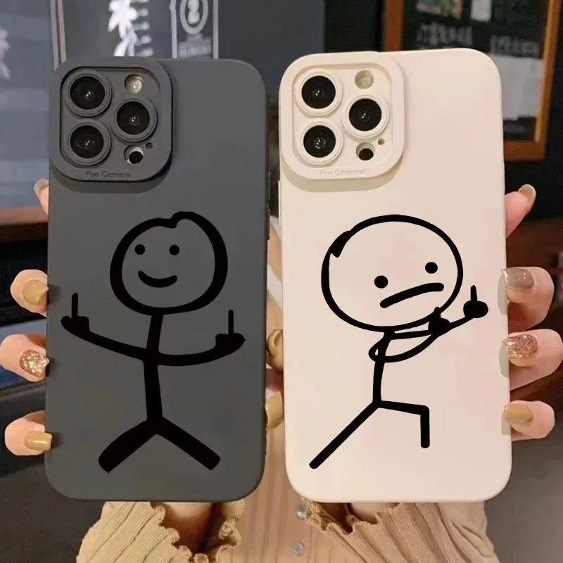 Phone Cases Protective - Niedliche Cartoon-Streichholzmann Handyhülle aus mattem Silikon