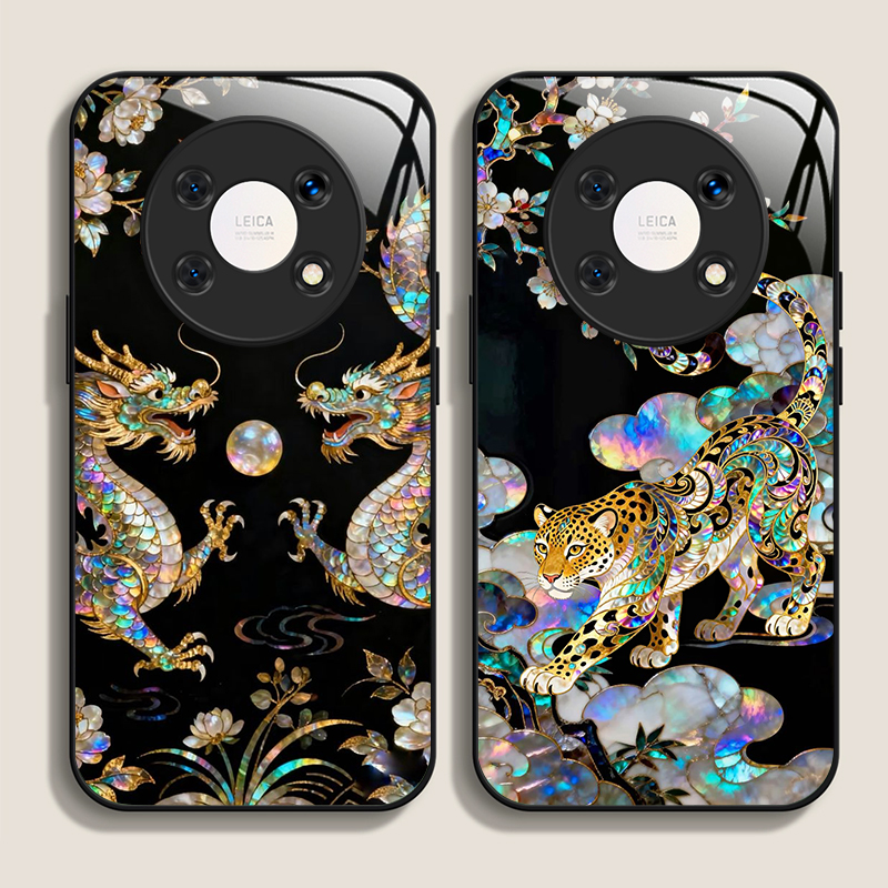 Phone Cases Xiaomi 14T - Stilvolle Drachen-Leoparden-Marmor-Textur Gehärtetes Glas Handyhülle für
