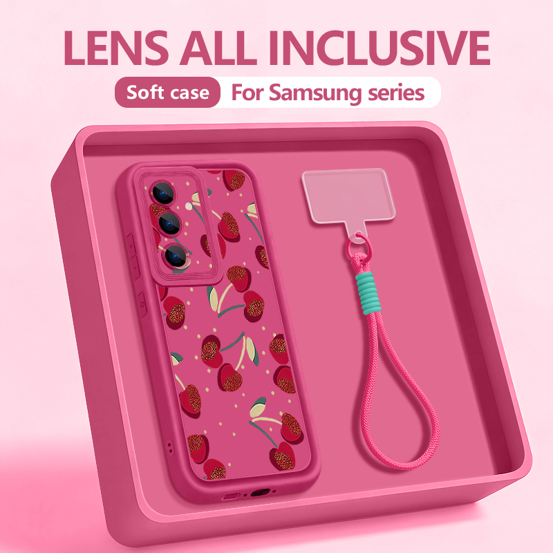 Phone Cases Cherry - Kleines Kirschmuster Lanyard-Handyhülle für Samsung Galaxy