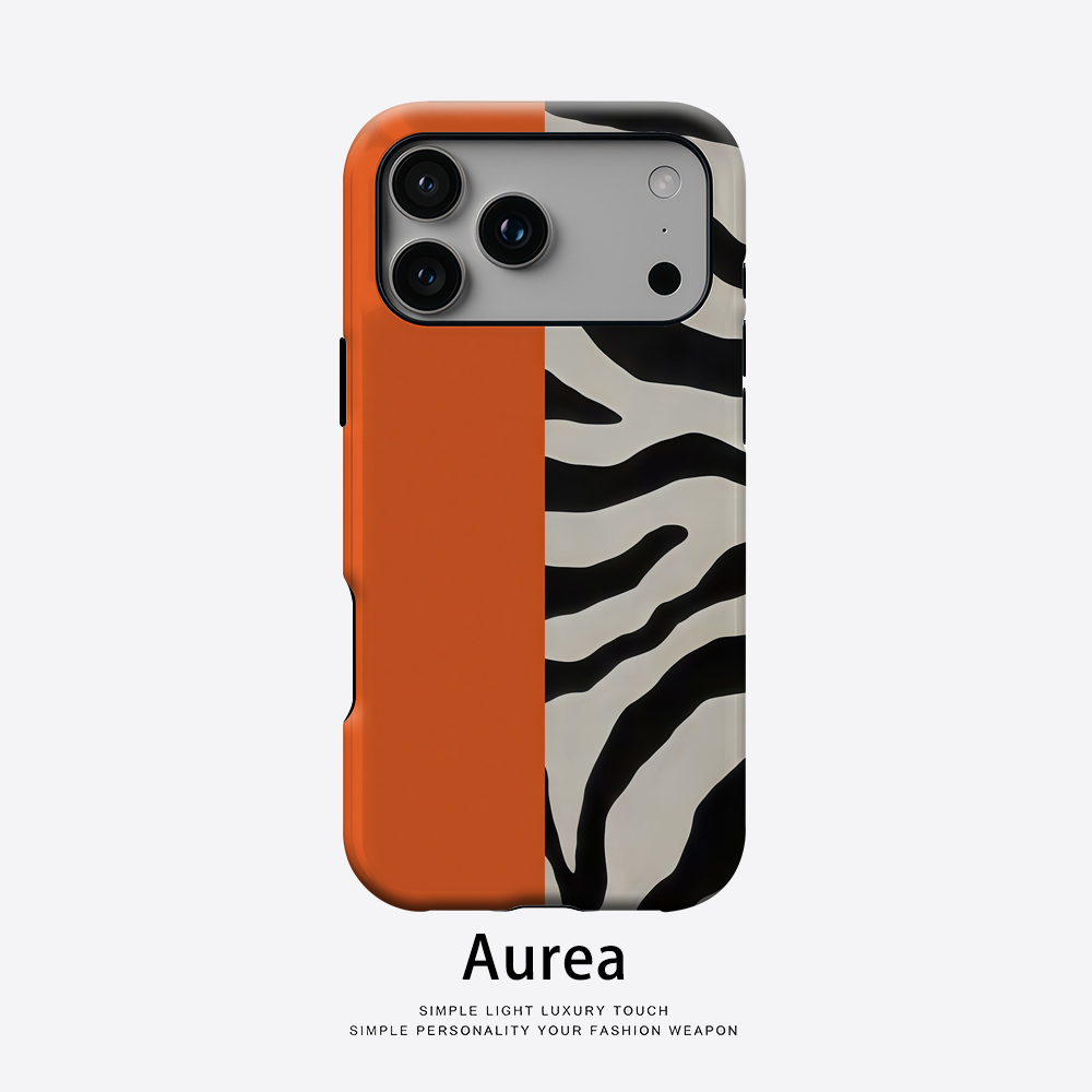 Phone Cases Zebra - Orange-Schwarze Zebra-Farbblock-Handyhülle für Magnetische Handyhülle für