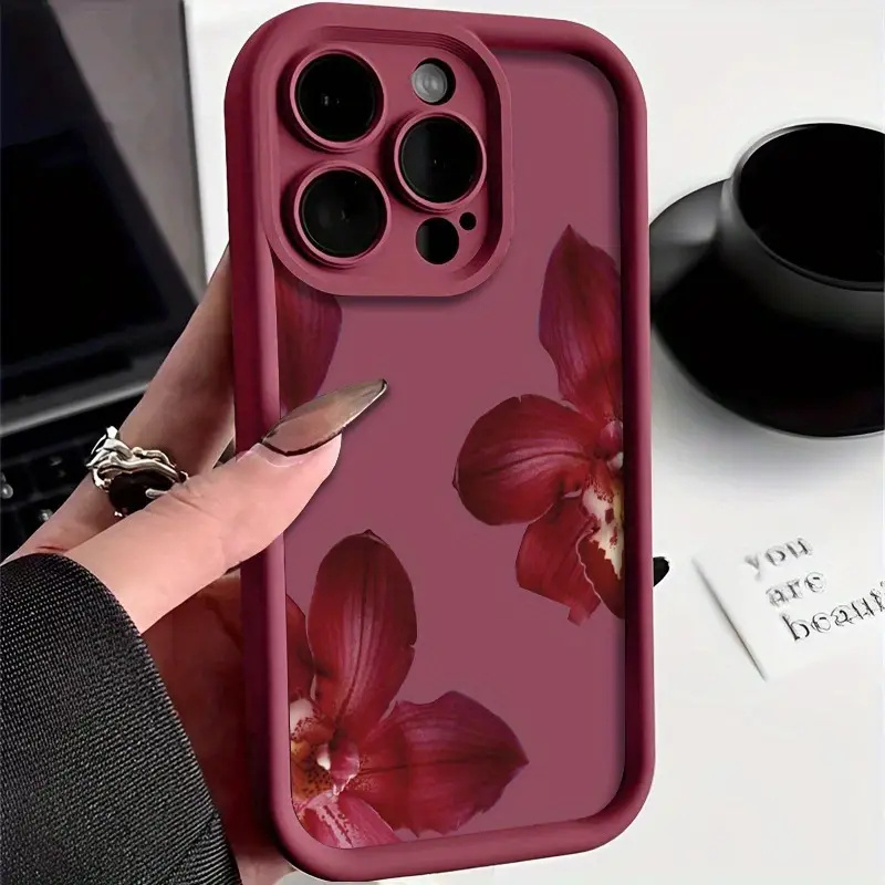 Phone Cases Protective - Weinrote Orchideenblüten-Handyhülle für iPhone 11 12